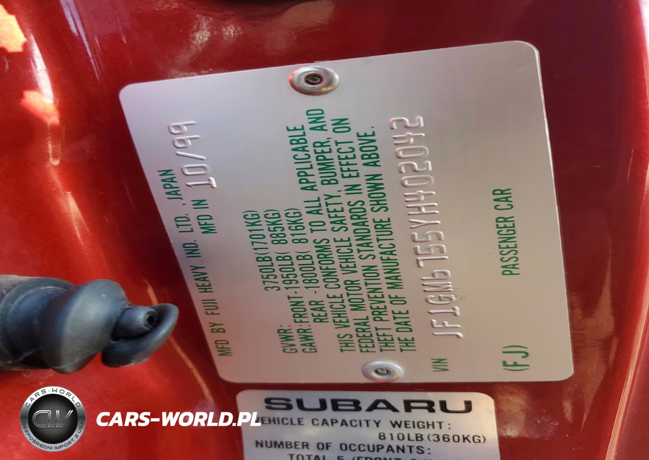 2000 Subaru Impreza Rs VIN:JF1GM6755YH402042 - 12