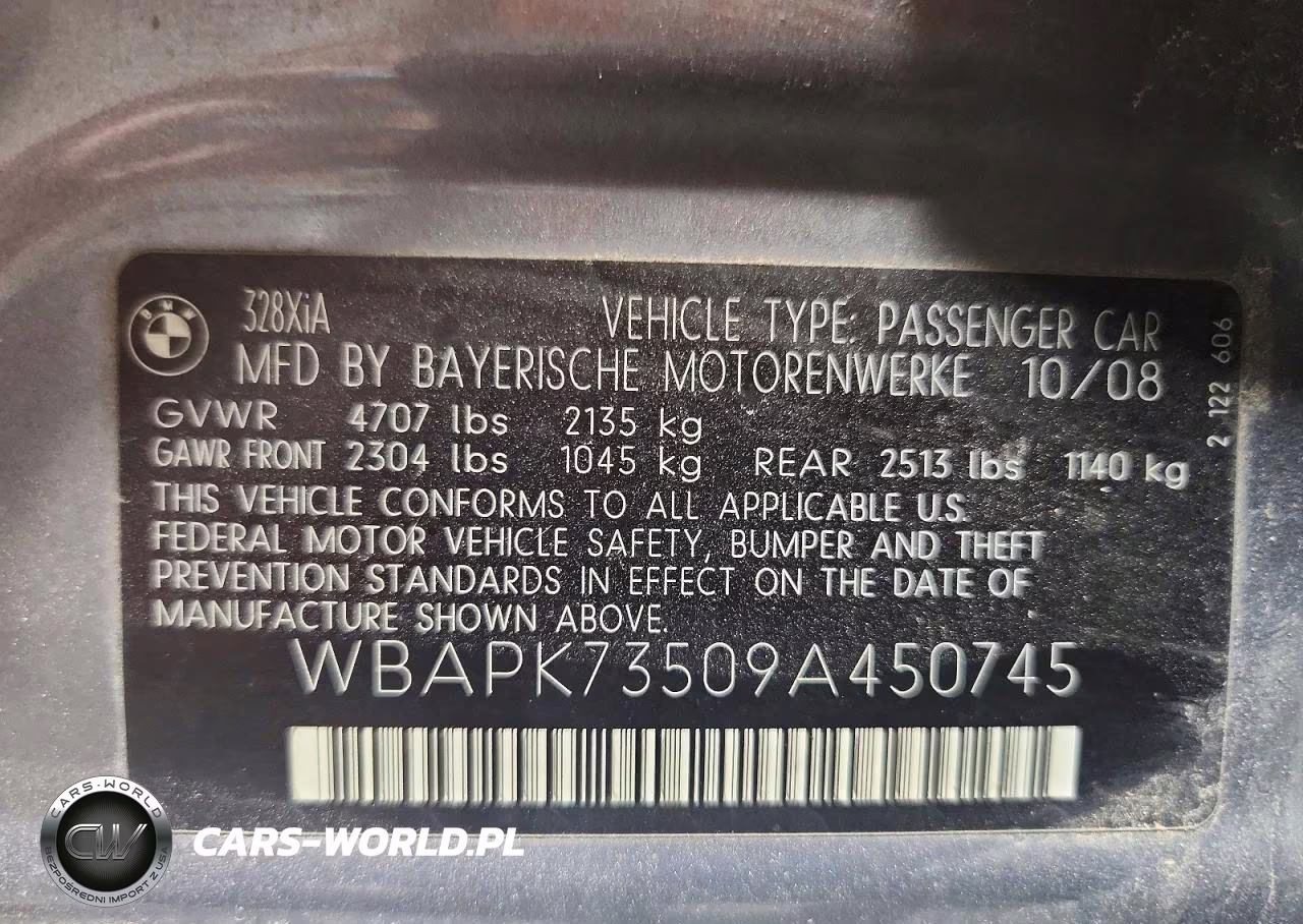 2009 BMW 328 Xi VIN:WBAPK73509A450745 - 12