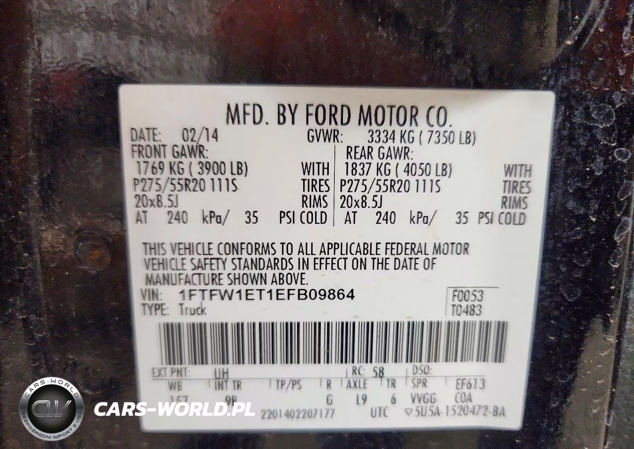 2014 Ford F150 Platinum VIN:1FTFW1ET1EFB09864 - 12
