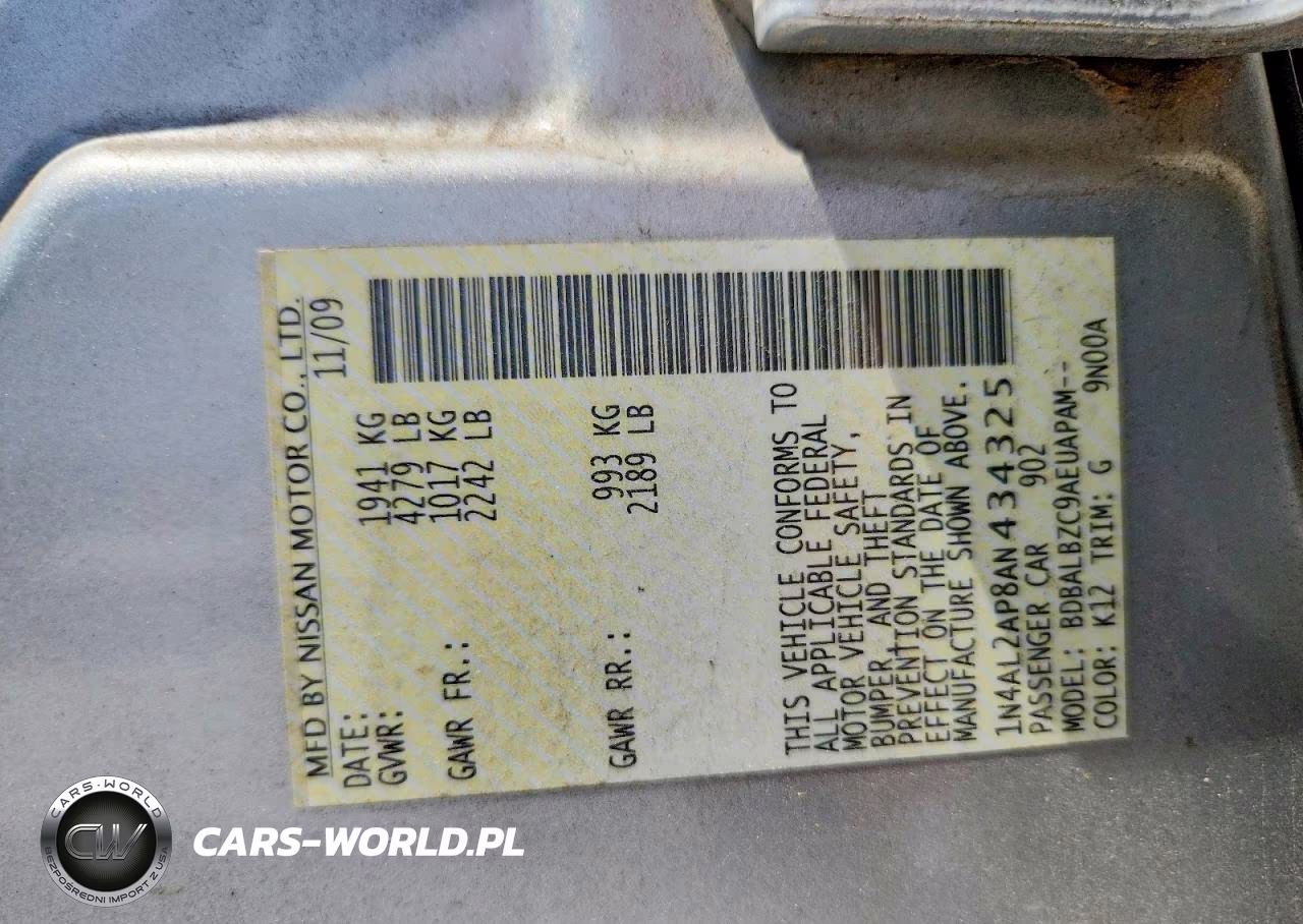 2010 Nissan Altima 2.5 VIN:1N4AL2AP8AN434325 - 12