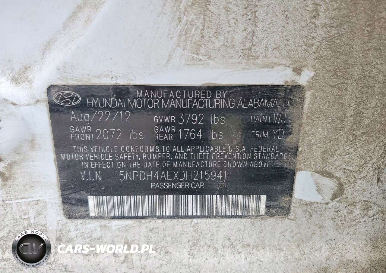 2013 Hyundai Elantra Limited VIN:5NPDH4AEXDH215941 - 12