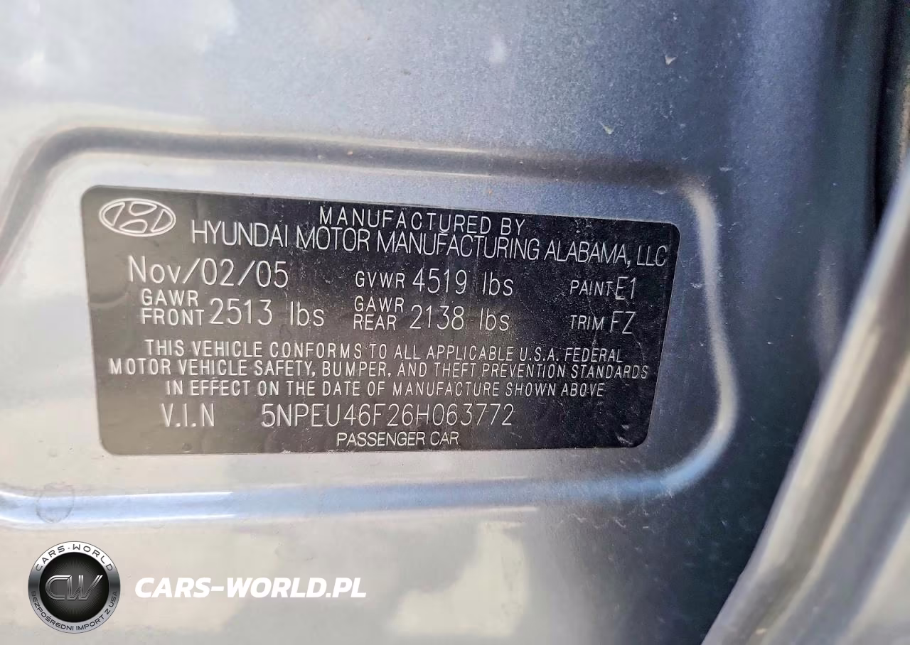 2006 Hyundai Sonata Gls V6 VIN:5NPEU46F26H063772 - 12