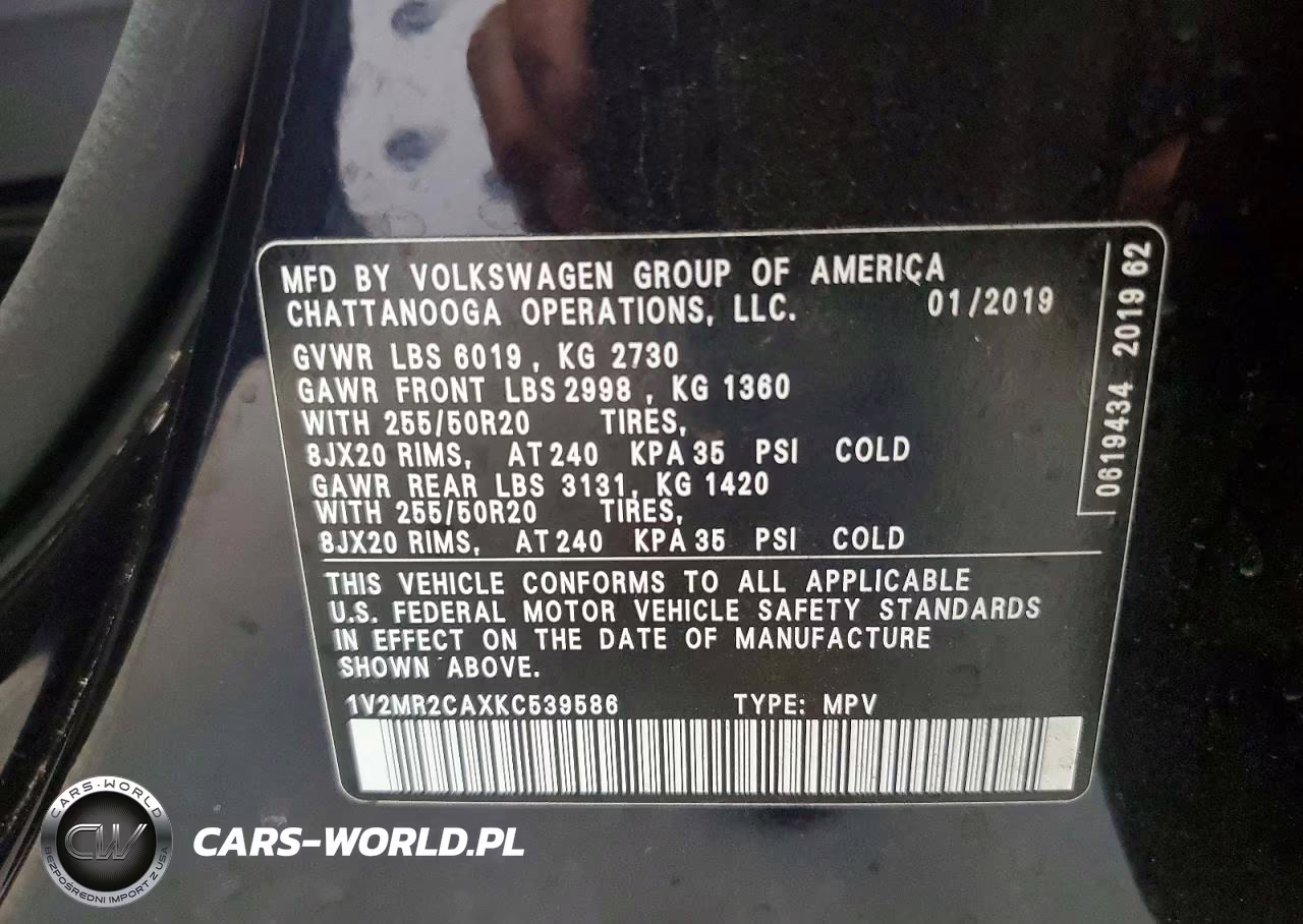 2019 Volkswagen Atlas Sel VIN:1V2MR2CAXKC539586 - 13