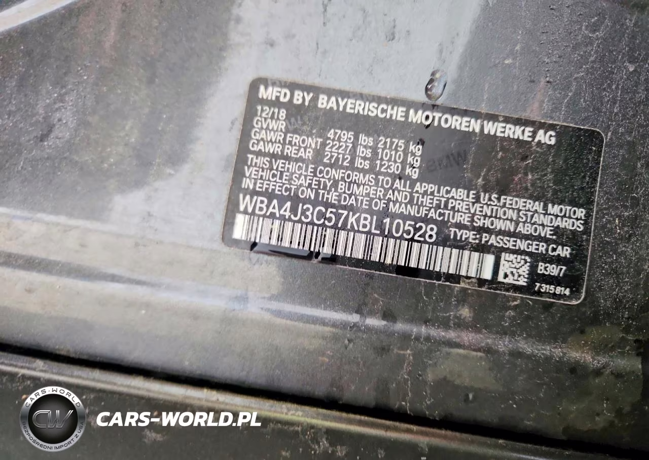 2019 BMW 430Xi Gran Coupe VIN:WBA4J3C57KBL10528 - 12