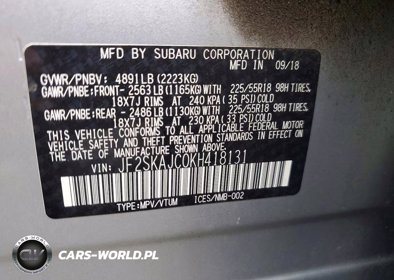 2019 Subaru Forester Sport VIN:JF2SKAJC0KH418131 - 13