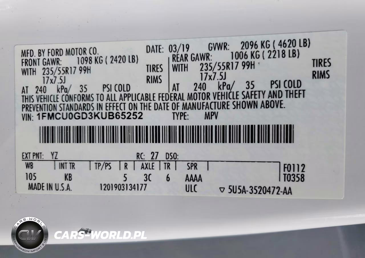 2019 Ford Escape VIN:1FMCU0GD3KUB65252 - 13
