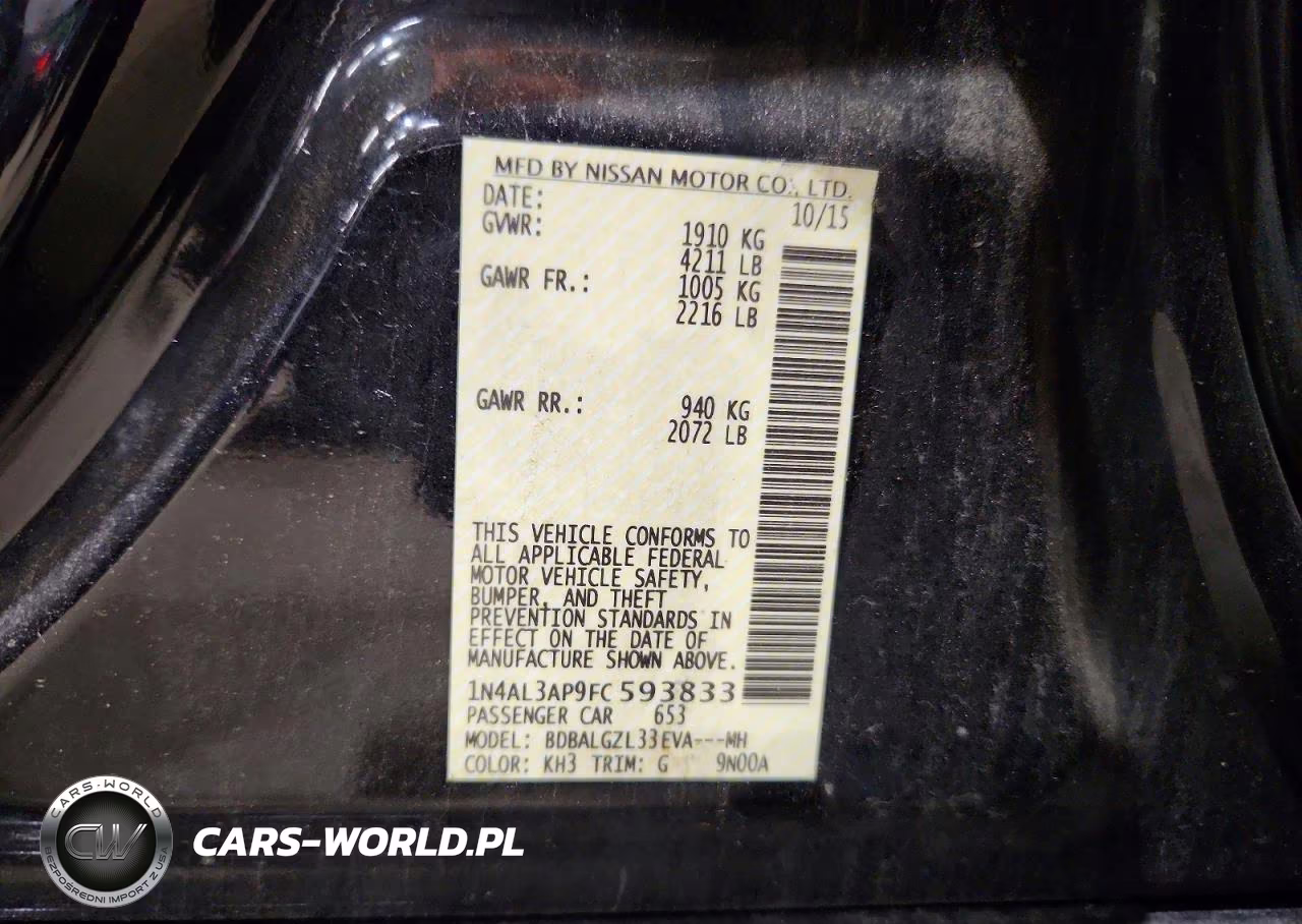 2015 Nissan Altima 2.5 S VIN:1N4AL3AP9FC593833 - 12