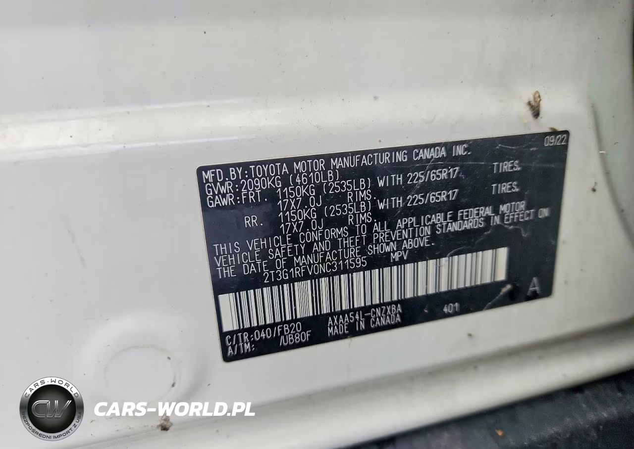 2022 Toyota Rav4 Le VIN:2T3G1RFV0NC311595 - 13