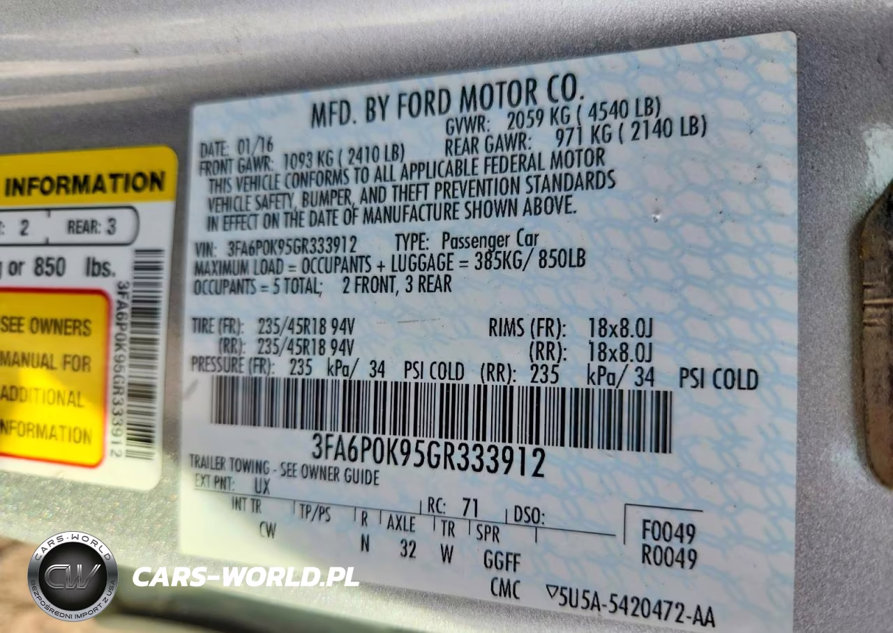 2016 Ford Fusion Titanium VIN:3FA6P0K95GR333912 - 13