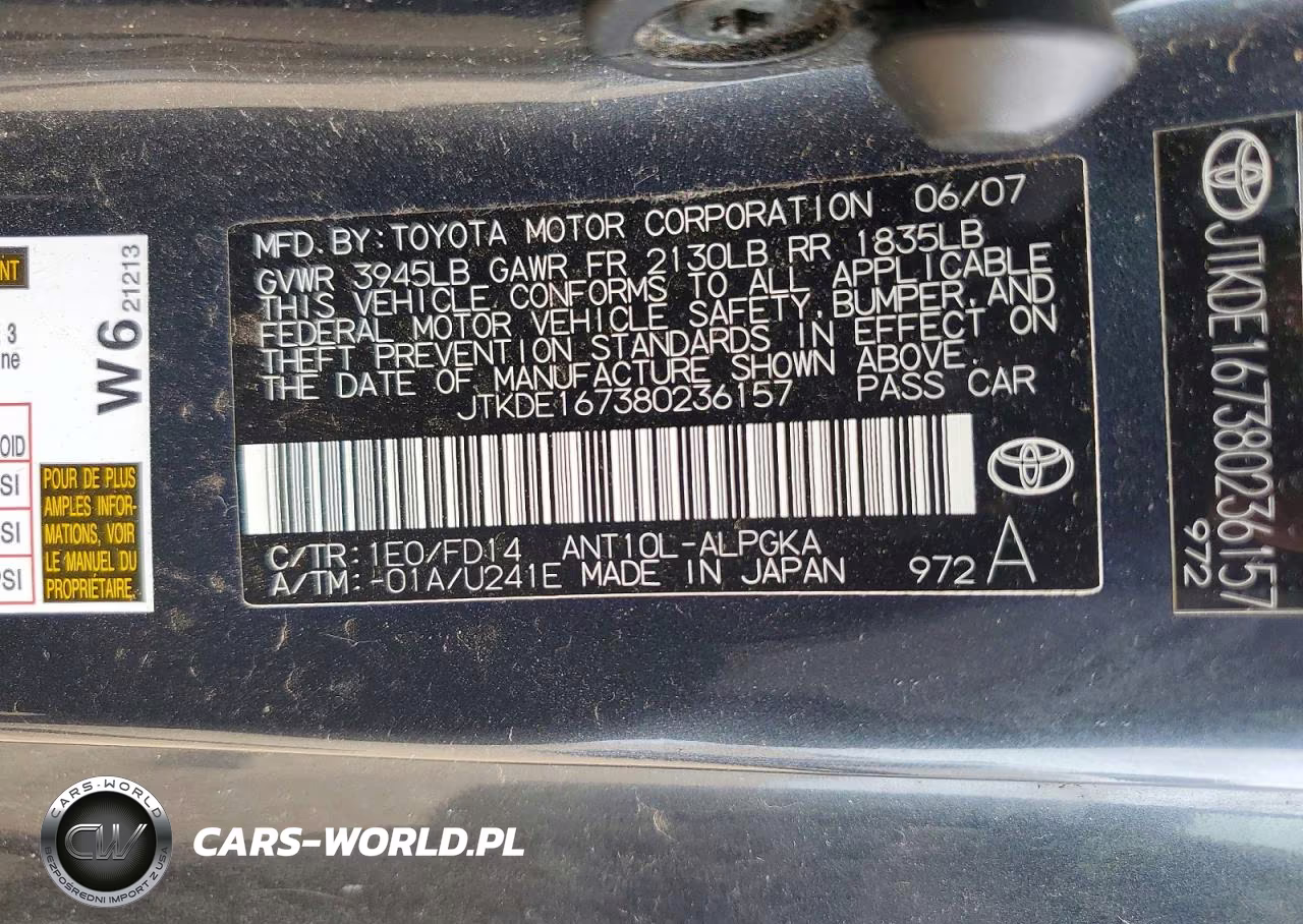 2008 Scion Tc Base VIN:JTKDE167380236157 - 13
