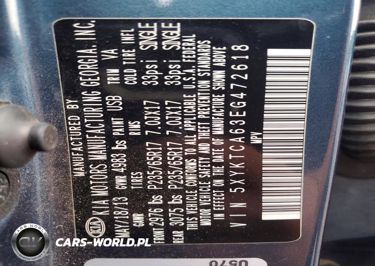2014 Kia Sorento Lx VIN:5XYKTCA63EG472618 - 13
