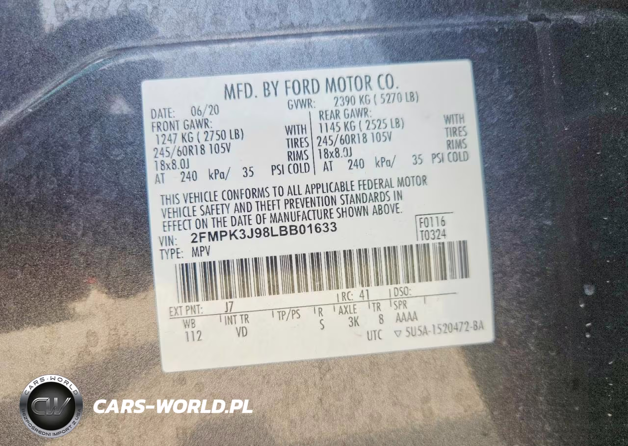 2020 Ford Edge Sel VIN:2FMPK3J98LBB01633 - 12