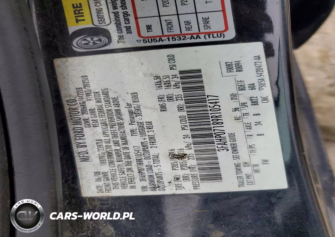 2009 Ford Fusion Se VIN:3FAHP07189R105417 - 12