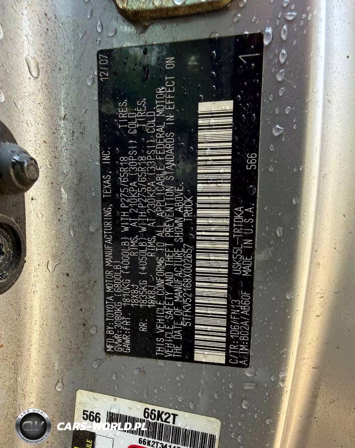 2008 Toyota Tundra Grade VIN:5TFKV52168X002657 - 10
