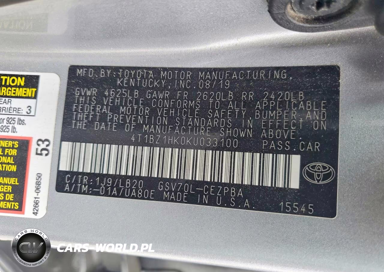 2019 Toyota Camry Xse V6 VIN:4T1BZ1HK0KU033100 - 12