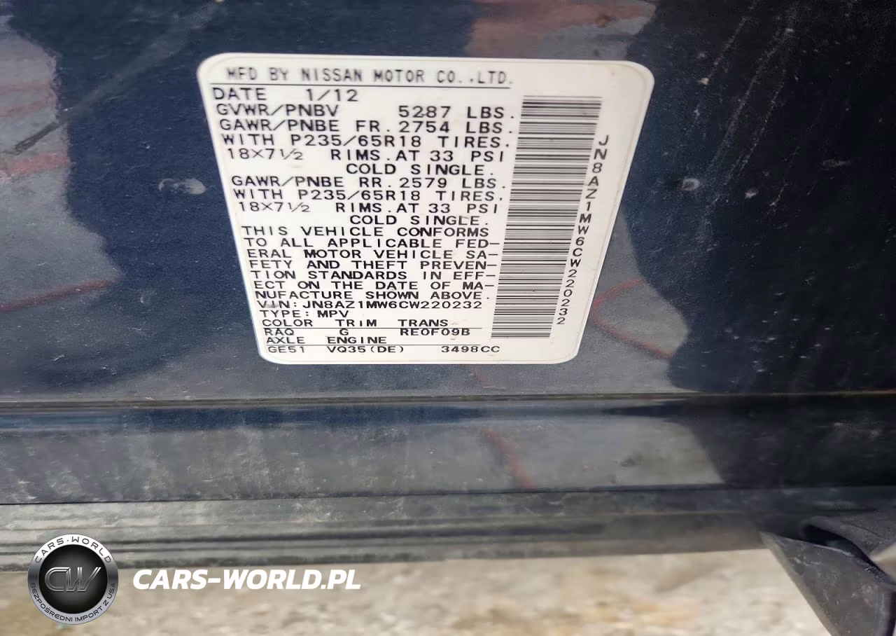 2012 Nissan Murano S VIN:JN8AZ1MW6CW220232 - 13