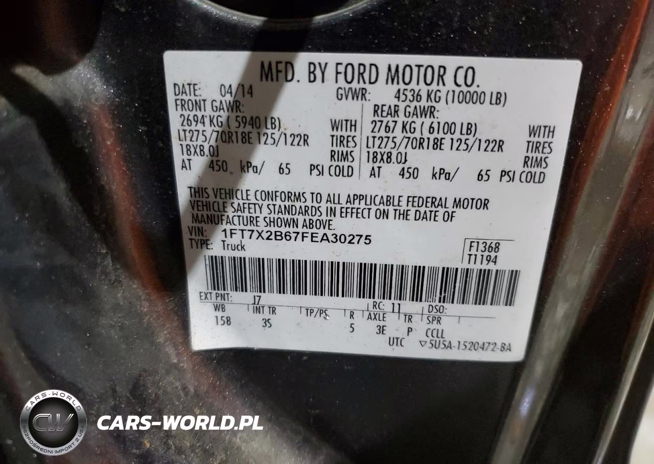2015 Ford F250 Super Duty VIN:1FT7X2B67FEA30275 - 12