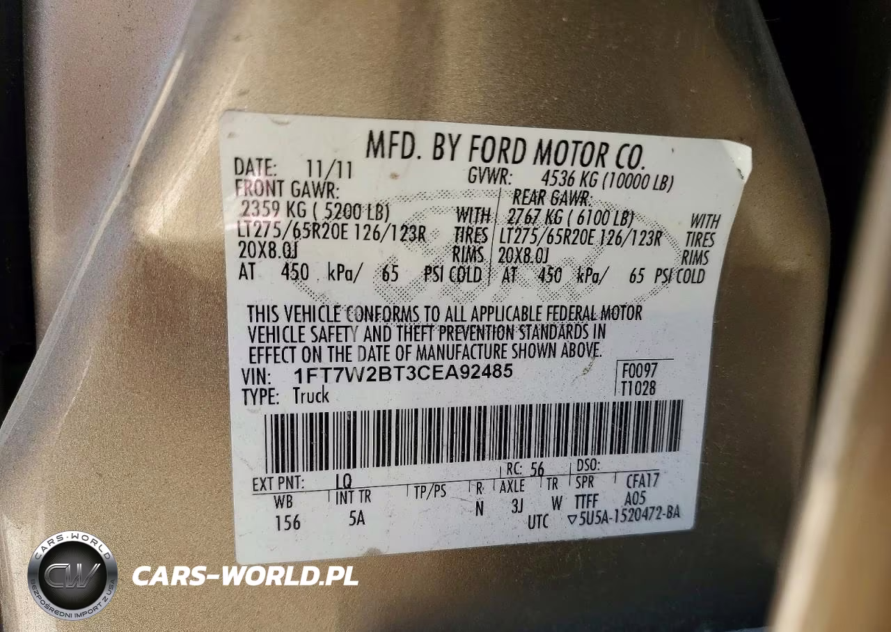 2012 Ford F250 VIN:1FT7W2BT3CEA92485 - 12