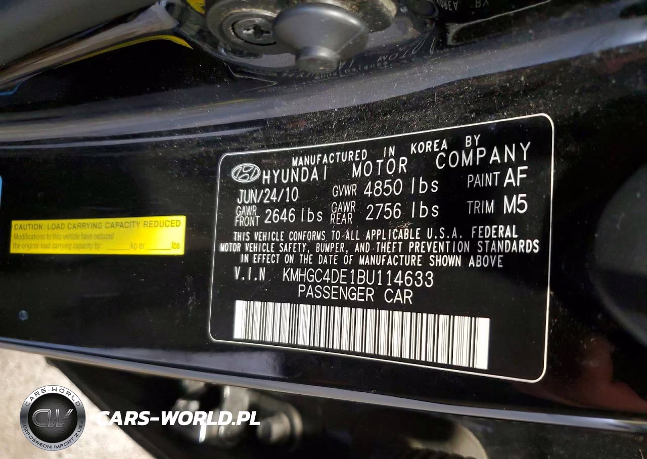 2011 Hyundai Genesis 3.8L VIN:KMHGC4DE1BU114633 - 12