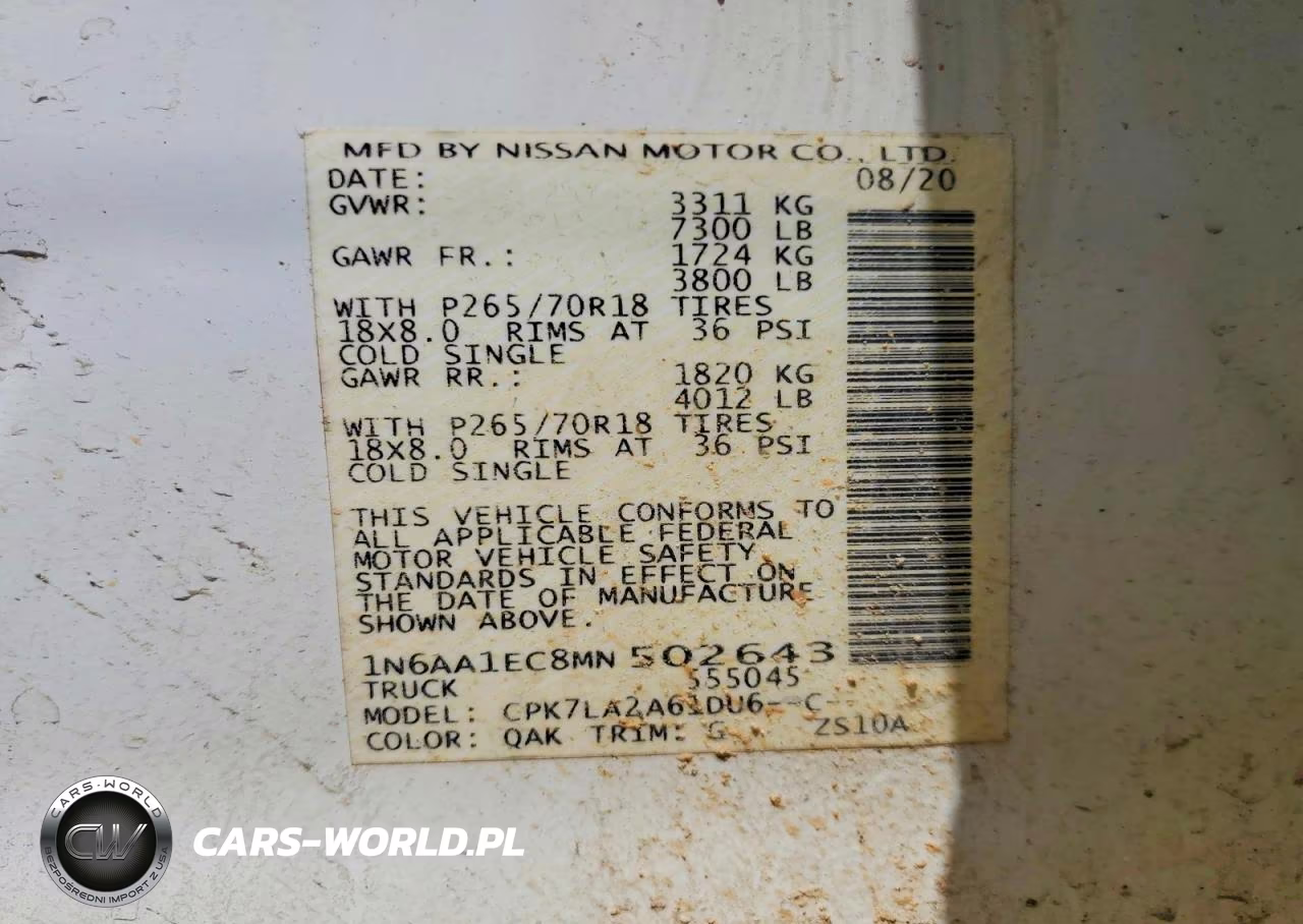 2021 Nissan Titan S VIN:1N6AA1EC8MN502643 - 12