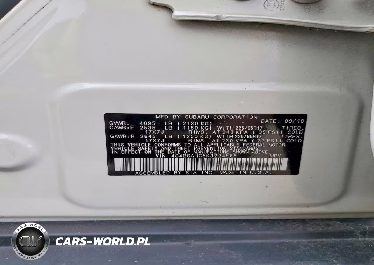 2019 Subaru Outback 2.5I Premium VIN:4S4BSAHC5K3224868 - 13