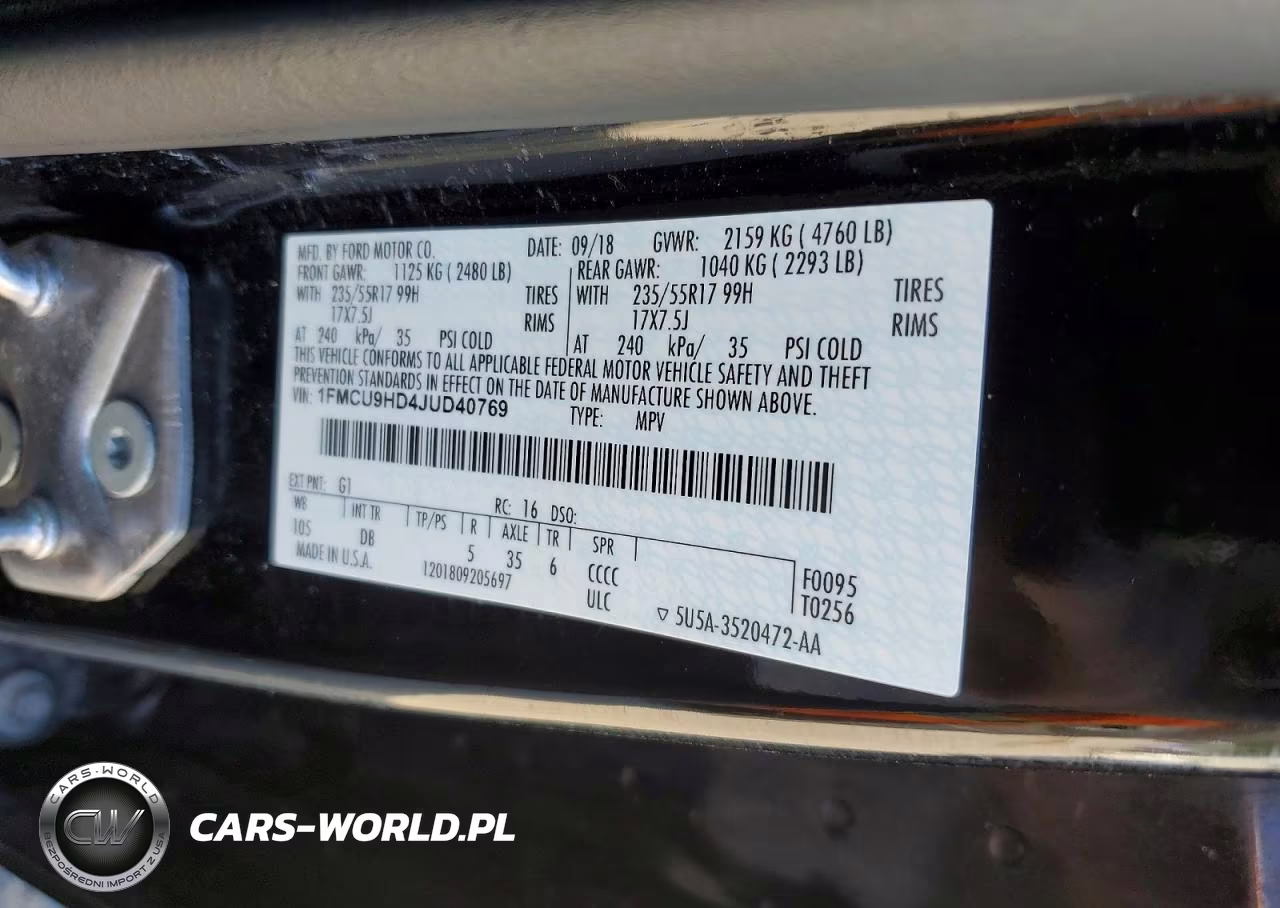2018 Ford Escape Sel VIN:1FMCU9HD4JUD40769 - 14