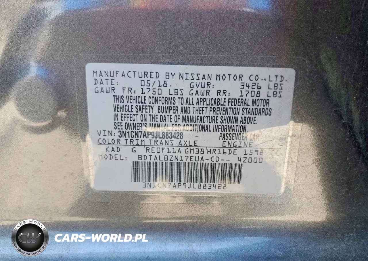 2018 Nissan Versa Sv VIN:3N1CN7AP9JL883428 - 13