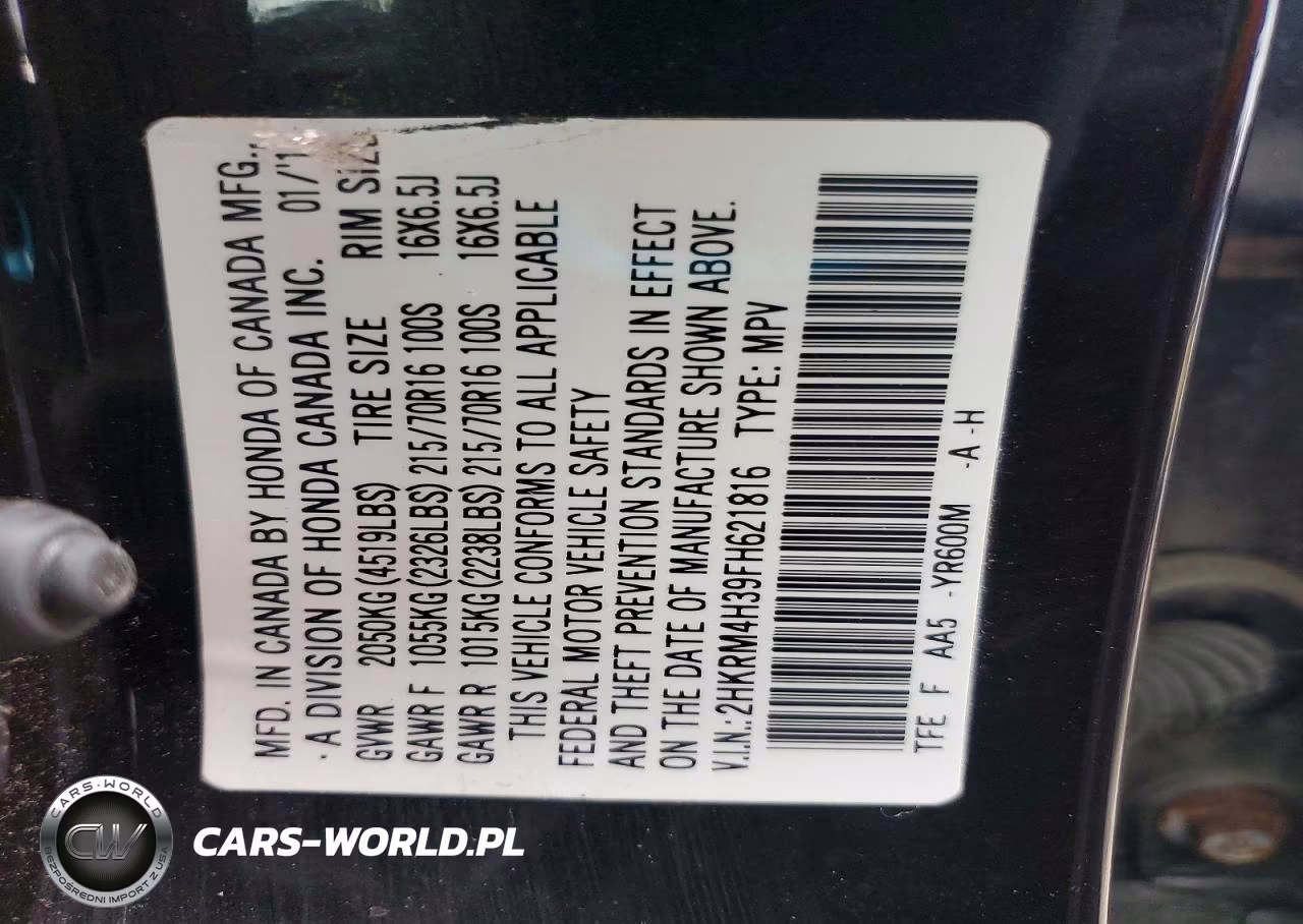 2015 Honda Cr-V Lx VIN:2HKRM4H39FH621816 - 13