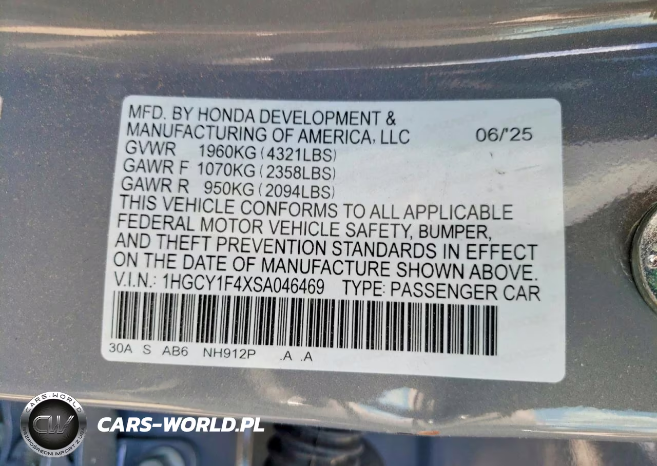 2025 Honda Accord Se VIN:1HGCY1F4XSA046469 - 12