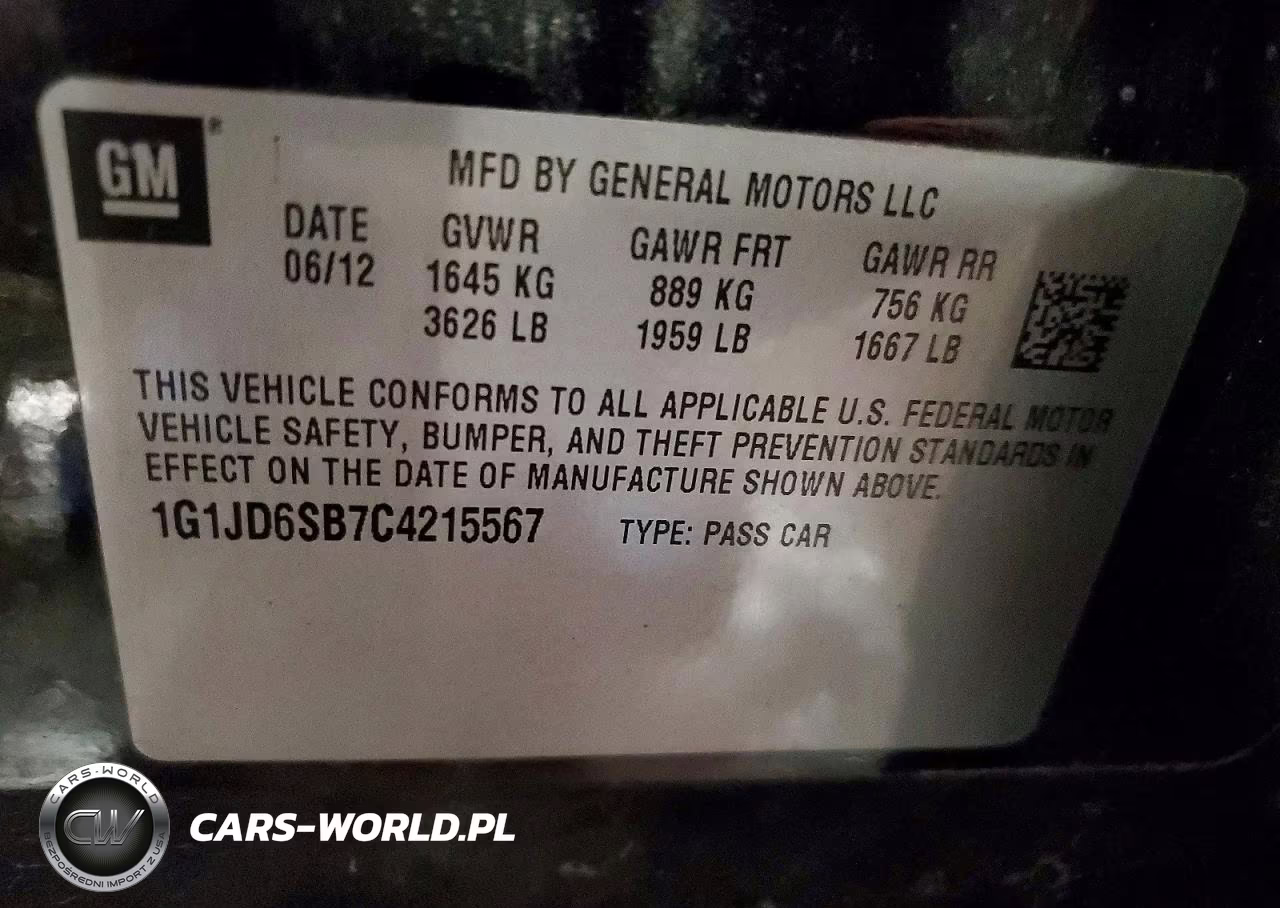2012 Chevrolet Sonic Lt VIN:1G1JD6SB7C4215567 - 12