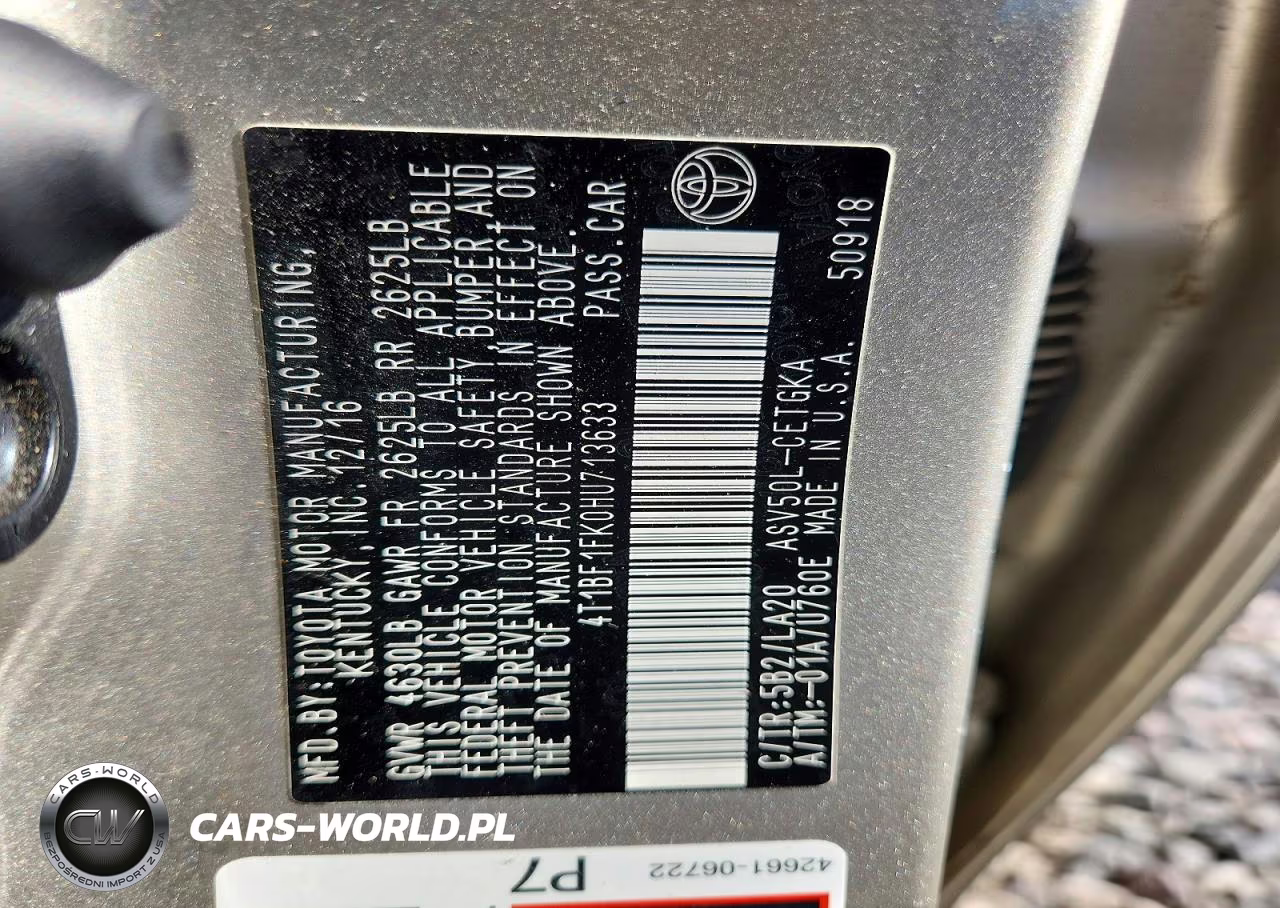 2017 Toyota Camry Xle VIN:4T1BF1FK0HU713633 - 12