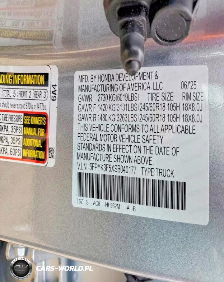 2025 Honda Ridgeline Rtl VIN:5FPYK3F5XSB040177 - 12