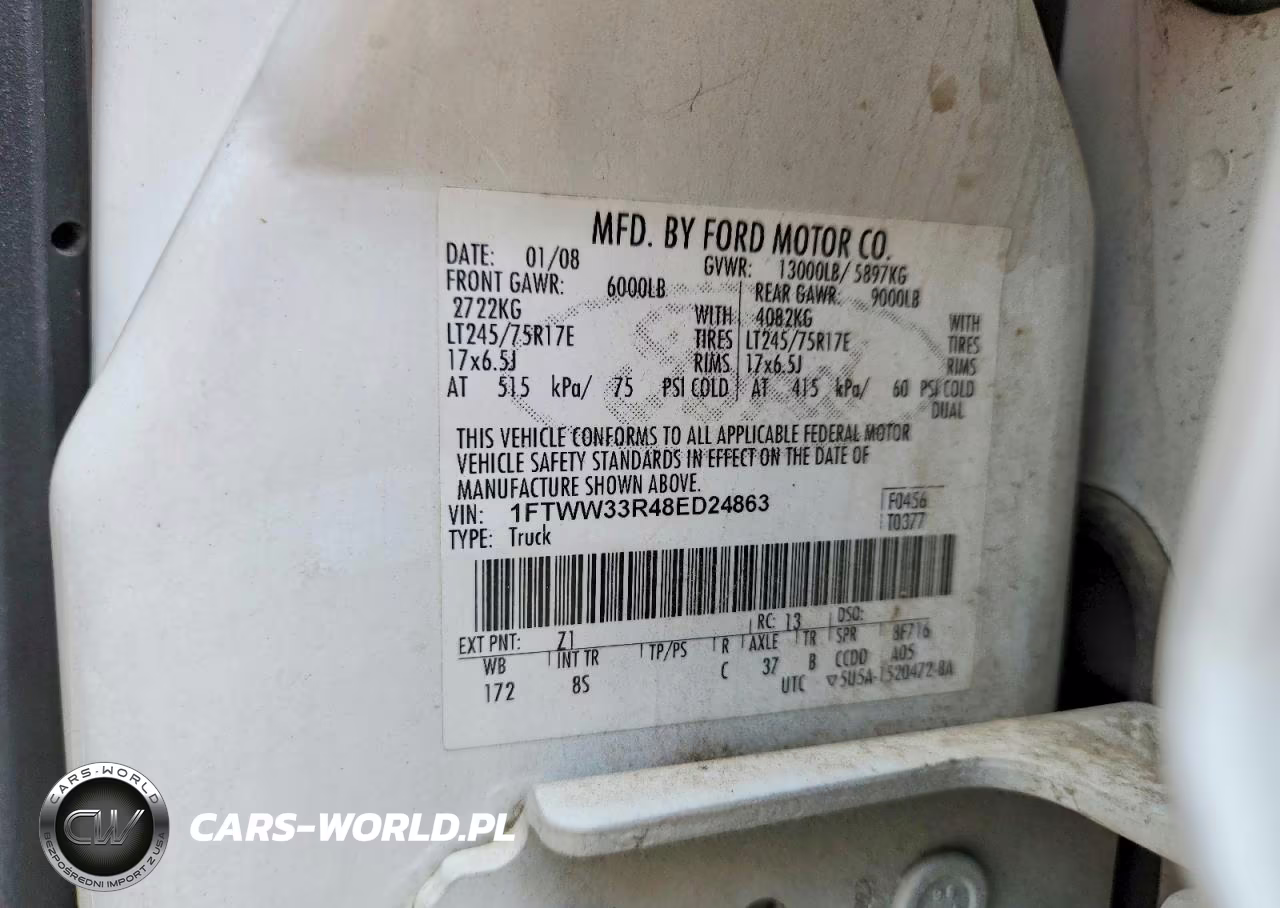 2008 Ford F350 Super Duty VIN:1FTWW33R48ED24863 - 12