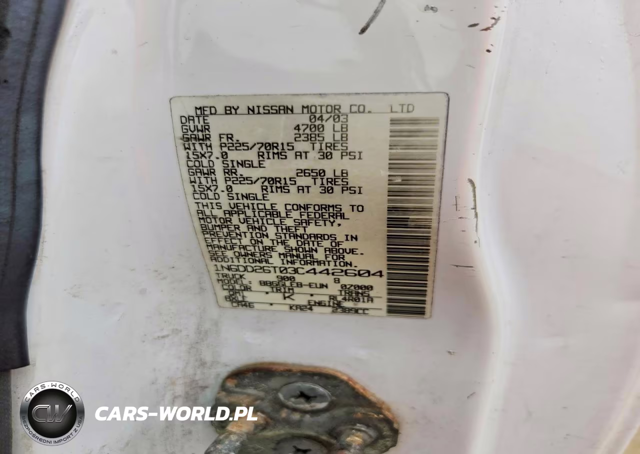 2003 Nissan Frontier King Cab Xe VIN:1N6DD26T03C442604 - 12