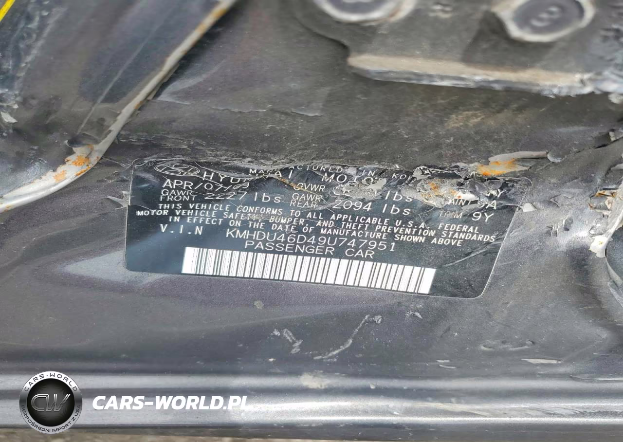 2009 Hyundai Elantra Gls VIN:KMHDU46D49U747951 - 12