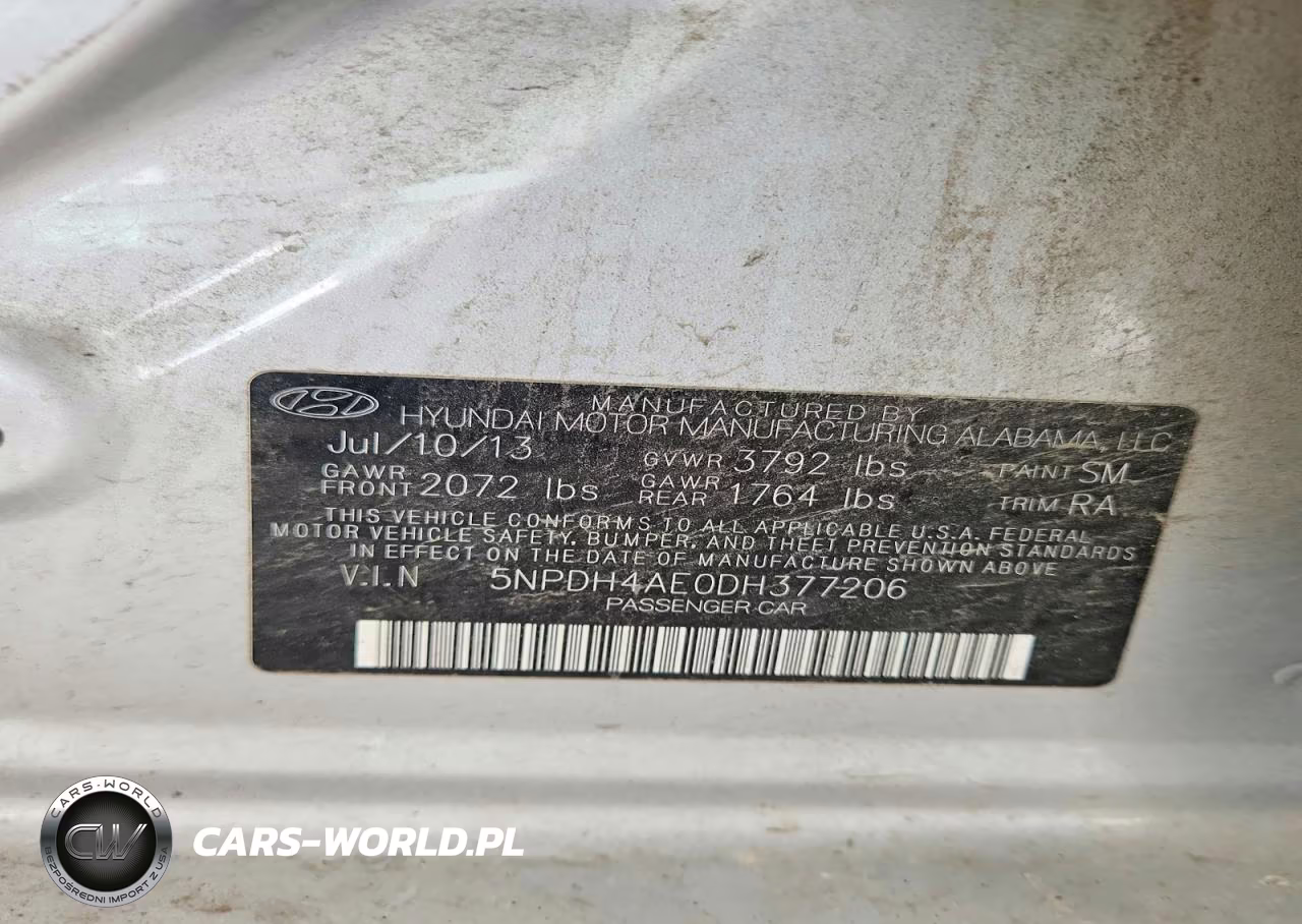 2013 Hyundai Elantra Gls VIN:5NPDH4AE0DH377206 - 12