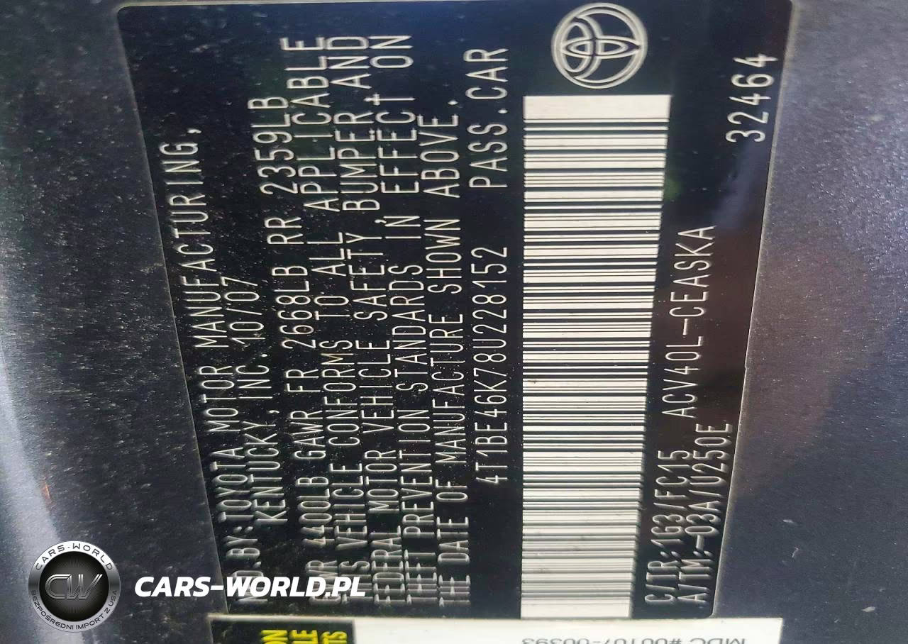 2008 Toyota Camry Se VIN:4T1BE46K78U228152 - 13