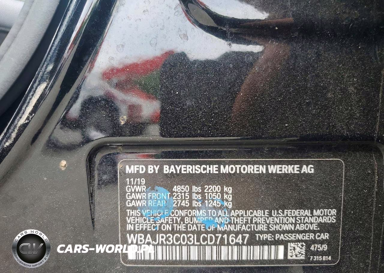 2020 BMW 530 I VIN:WBAJR3C03LCD71647 - 12