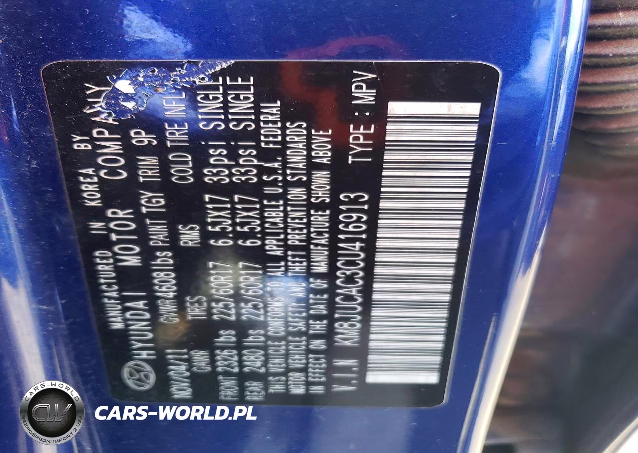 2012 Hyundai Tucson Gls VIN:KM8JUCAC3CU416913 - 13
