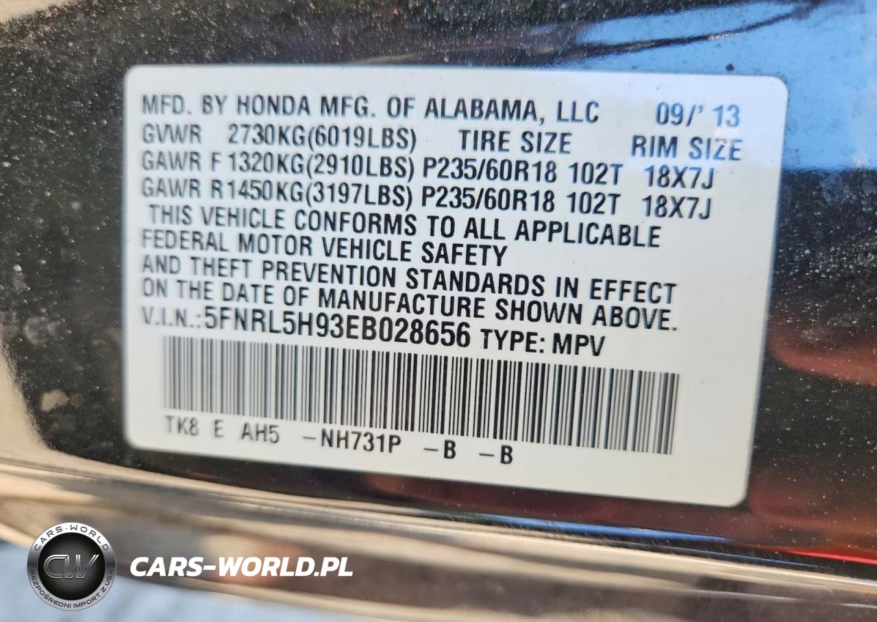 2014 Honda Odyssey Touring VIN:5FNRL5H93EB028656 - 13