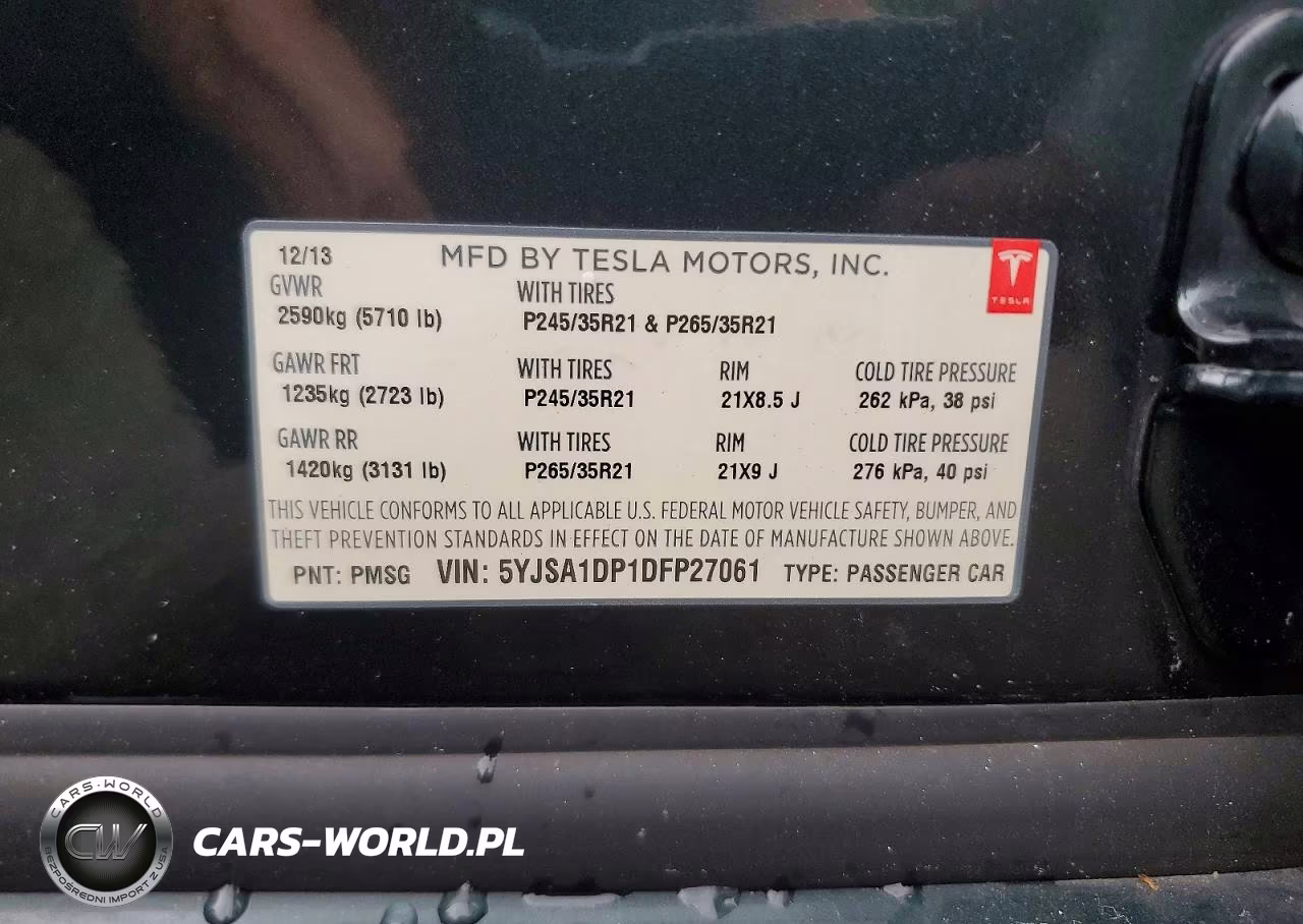 2013 Tesla Model S VIN:5YJSA1DP1DFP27061 - 12