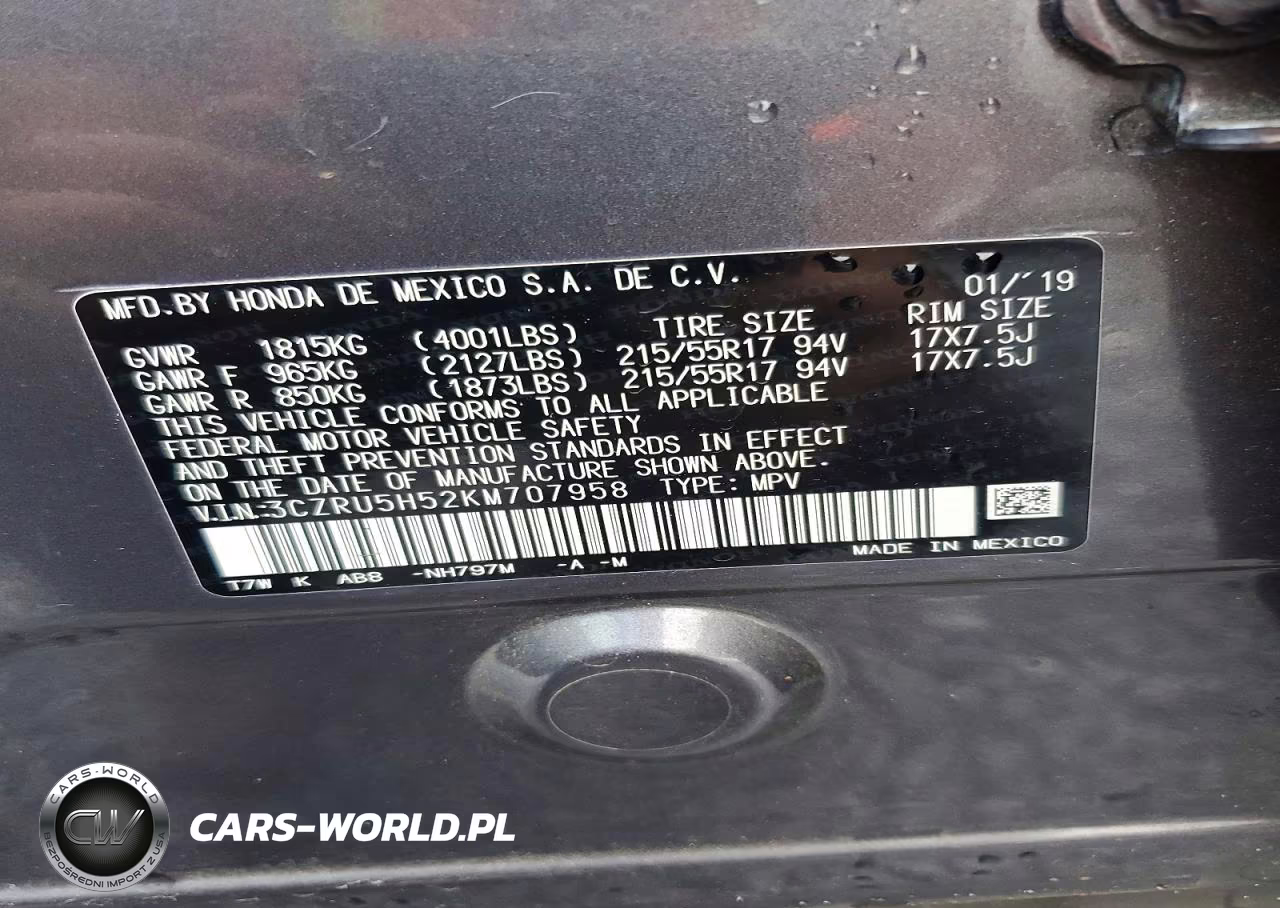 2019 Honda Hr-V Ex VIN:3CZRU5H52KM707958 - 12