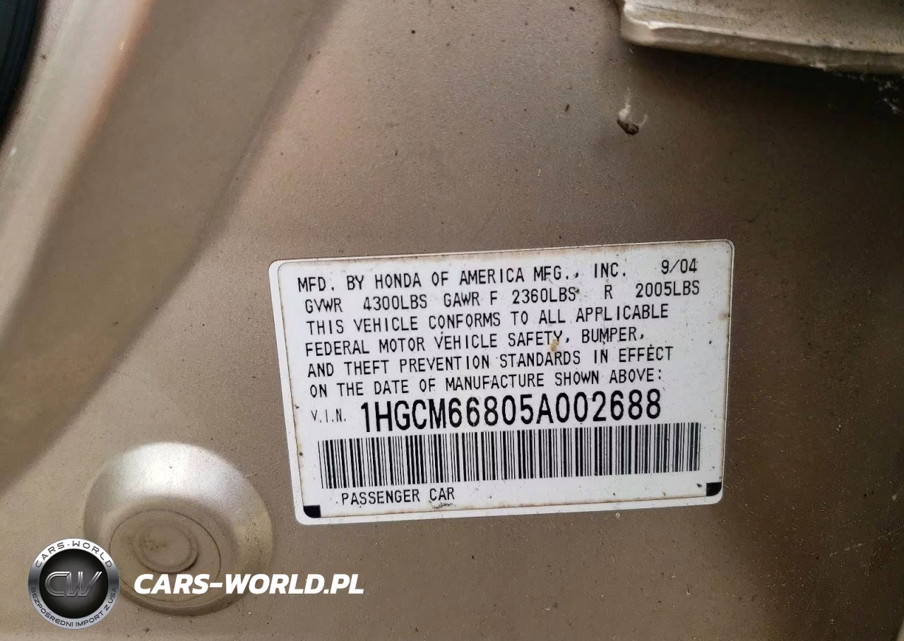 2005 Honda Accord Ex VIN:1HGCM66805A002688 - 13