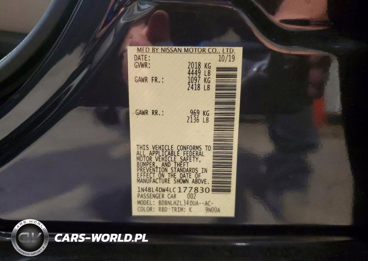 2020 Nissan Altima Sv VIN:1N4BL4DW4LC177830 - 13