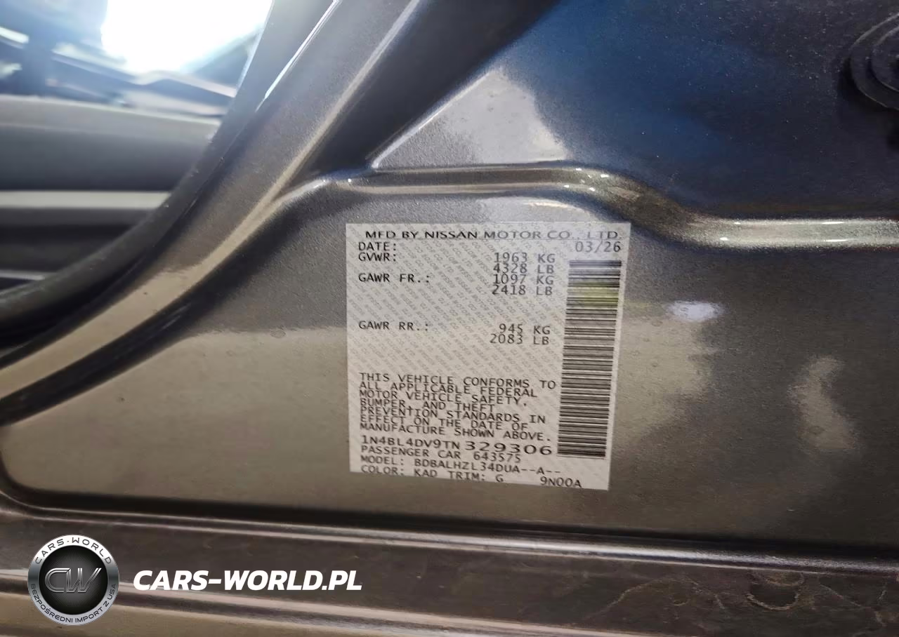 2026 Nissan Altima Sv VIN:1N4BL4DV9TN329306 - 13