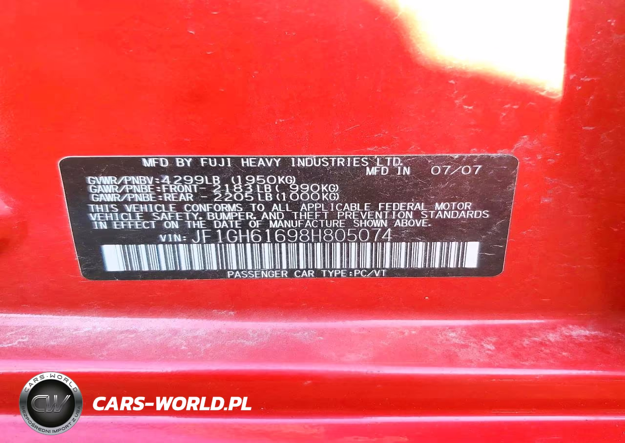 2008 Subaru Impreza 2.5I VIN:JF1GH61698H805074 - 12
