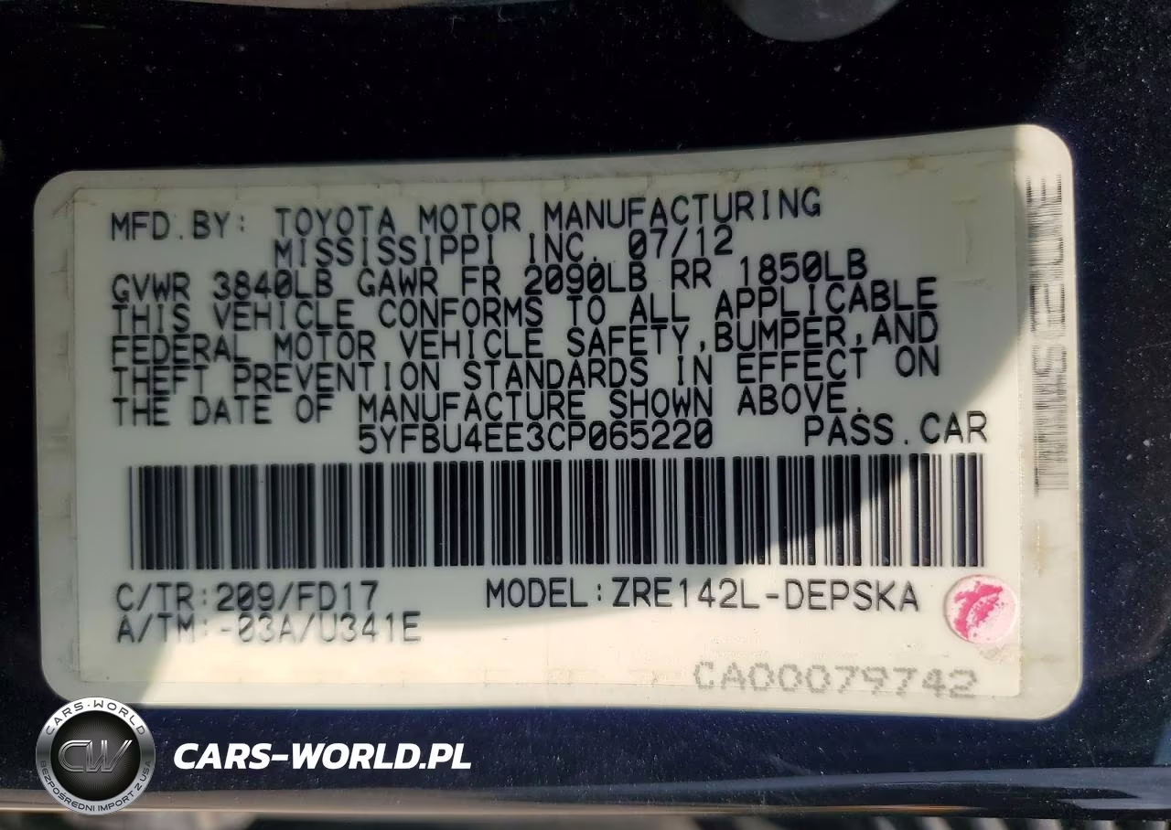 2012 Toyota Corolla S VIN:5YFBU4EE3CP065220 - 13