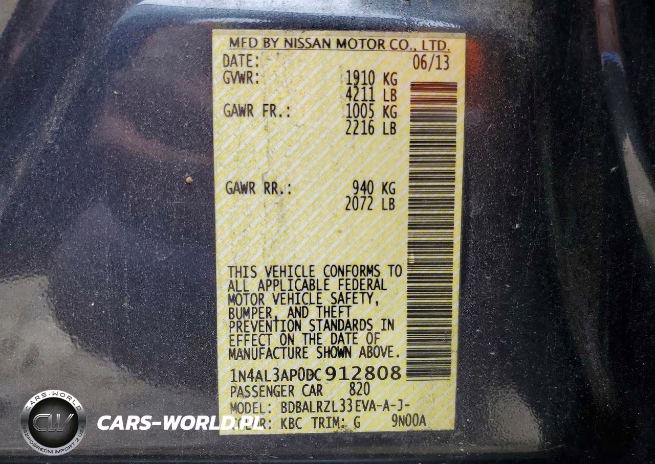2013 Nissan Altima 2.5 S VIN:1N4AL3AP0DC912808 - 12