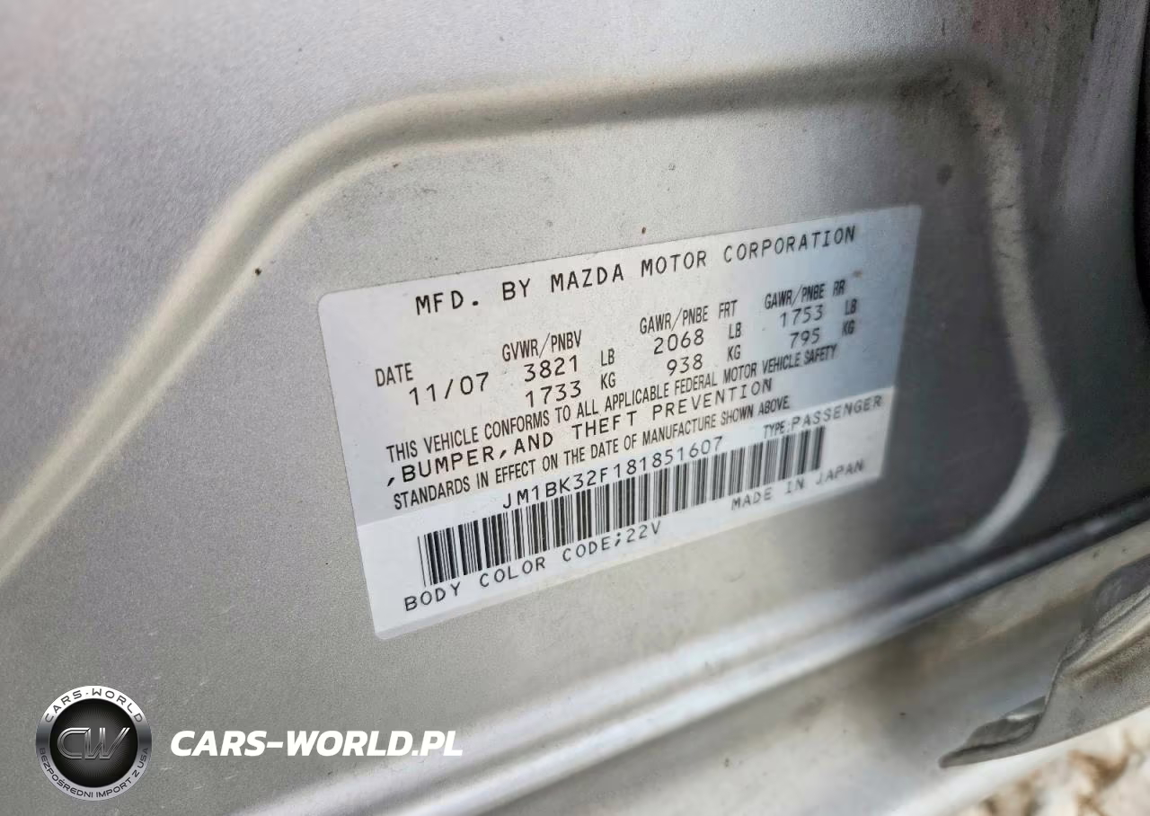 2008 Mazda 3 I VIN:JM1BK32F181851607 - 13