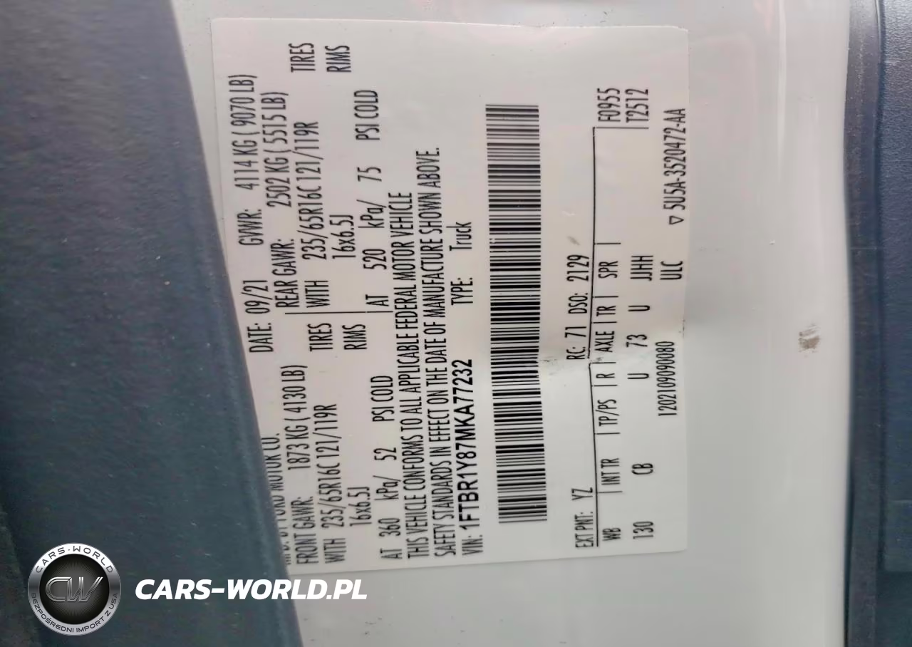 2021 Ford Transit 250 Delivery Van VIN:1FTBR1Y87MKA77232 - 13